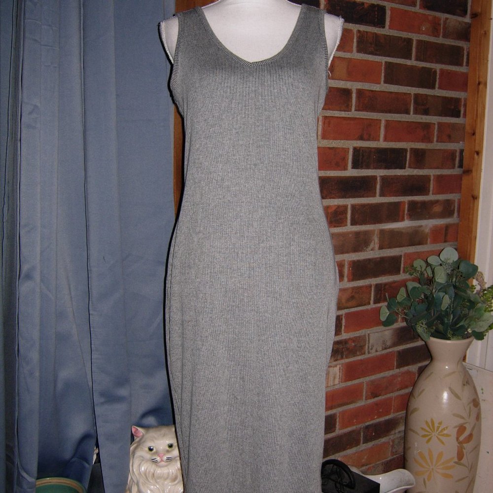 Mossimo Black Gray Ribbed Tank Dress L